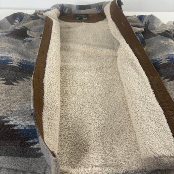 Southwestern Aztec Pattern Wool Blend Sherpa Shirt Jacket Shacket Sz Large - Picture 6 of 8